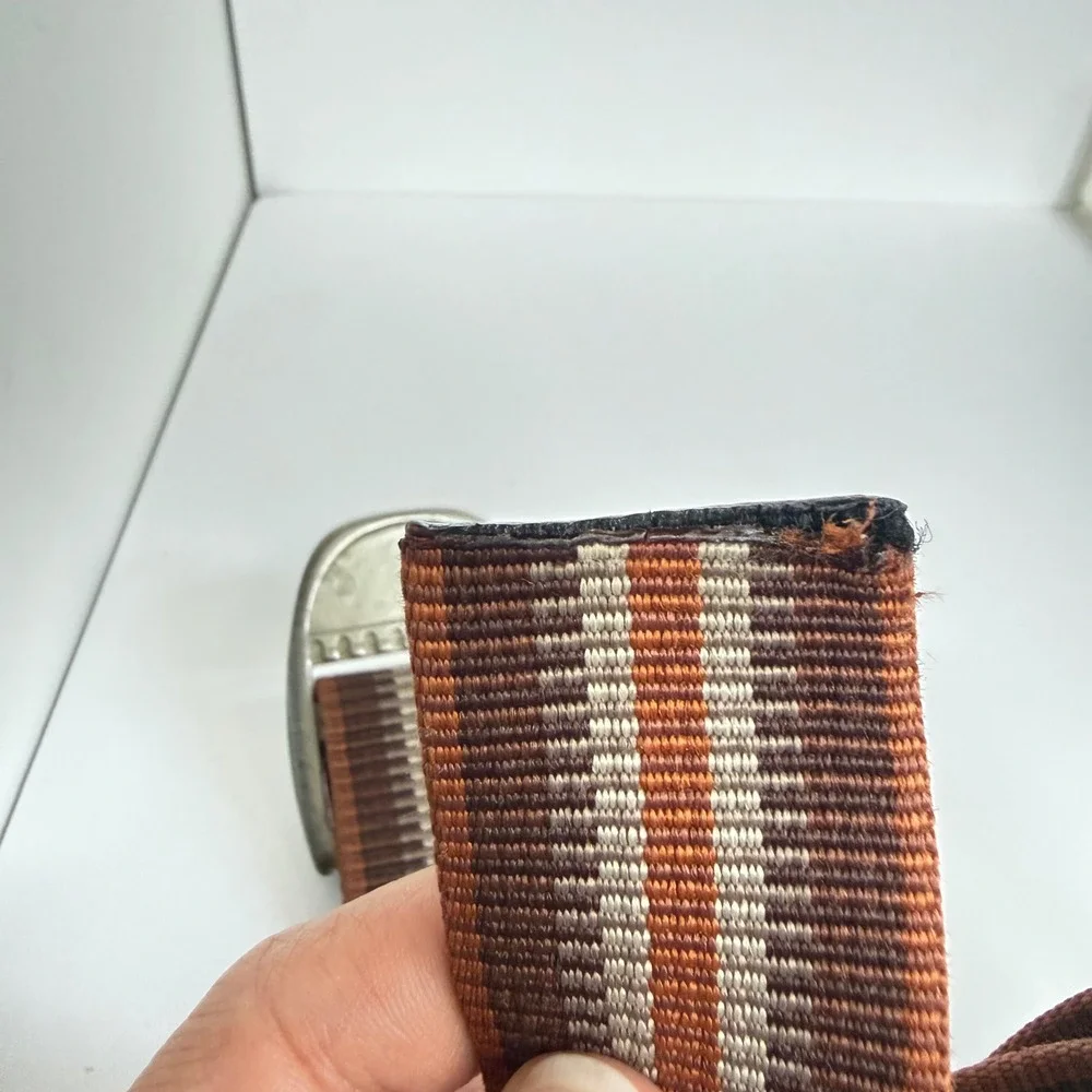 Chaco Webbed Belt Mens 46 Brown Orange Striped Gorpcore Hiking Outdoor climbing